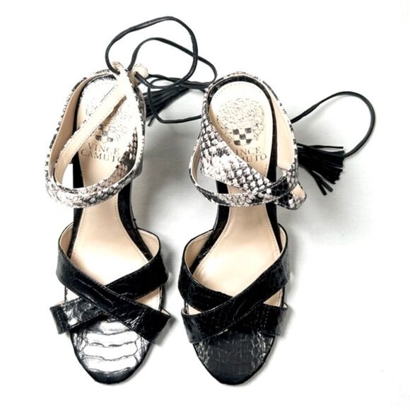 NWOT Vince Camuto Kendalynn Snakeskin Print Wraparound Strappy Heel - Picture 2 of 6